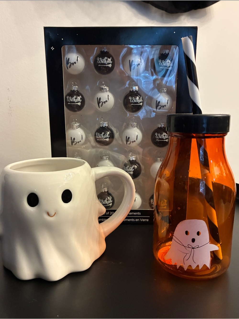 Halloween Boo Gift Set Ghost mug, bottle, and ornament Set Wicked 🖤✨